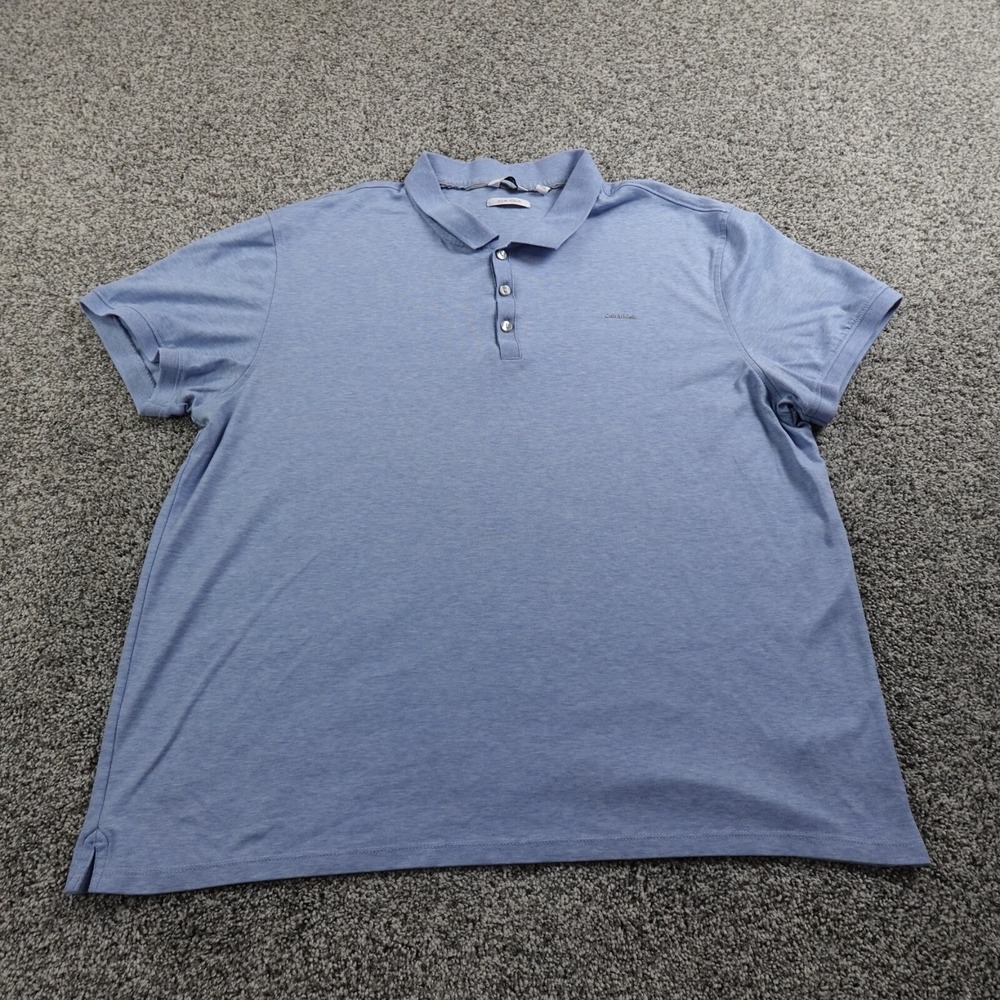 Calvin Klein Polo Shirt Mens 2XL Blue Golf Liquid Touch Short Sleeve Preppy Soft
